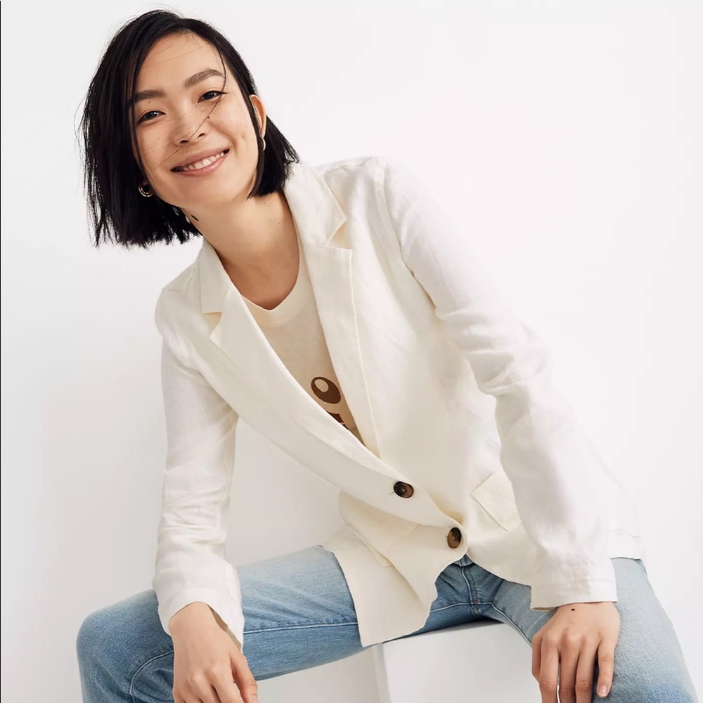 NWT - Madewell Linen Dorset Blazer White M